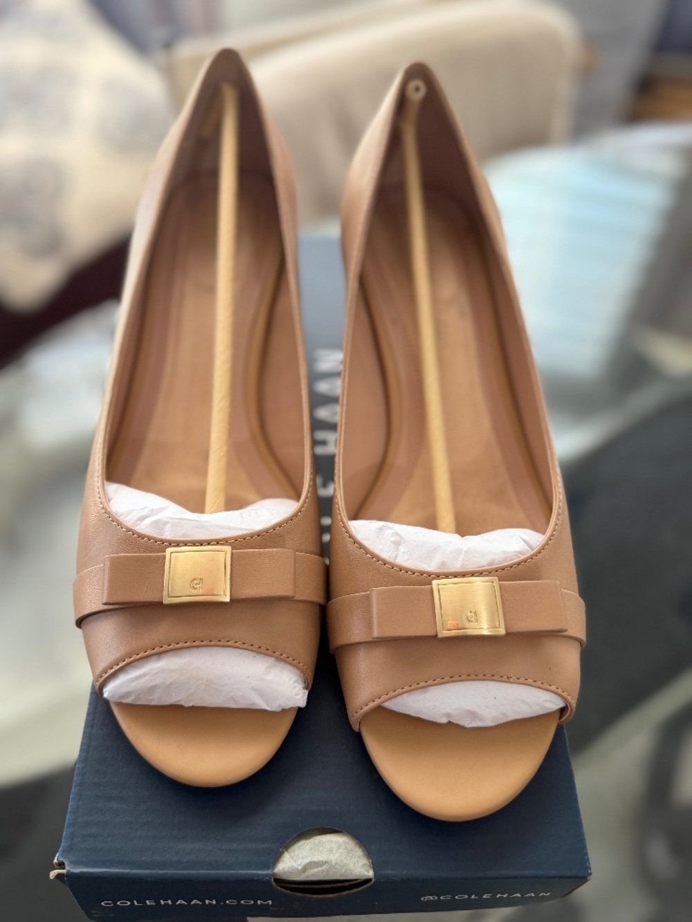 Cole Haan Go-To Malta Peep Toe Bow Wedges